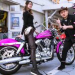 【SR500】バイク女子のフルカスタムカフェレーサー！師匠がキック始動に初挑戦！