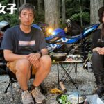 独身中年とバイク女子がキャンプに行ってすき焼きを作りました